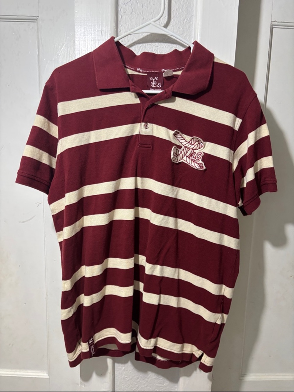 LRG Men's Striped Polo - Burgundy & Cream